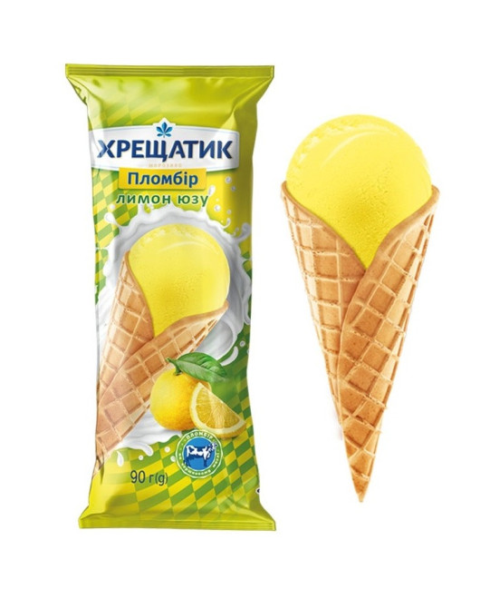 деталь Мороженое со вкусом Юзу в вафельном рожке 90г Хрещатик 