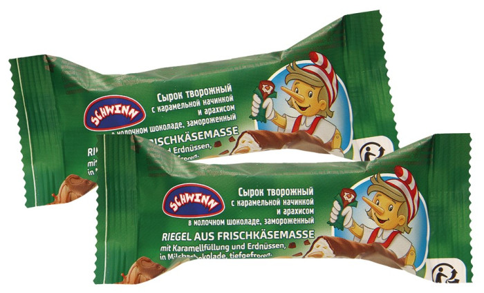 деталь Сладкий творог в шоколаде с карамельной начинкой и арахисом 40г Buratino