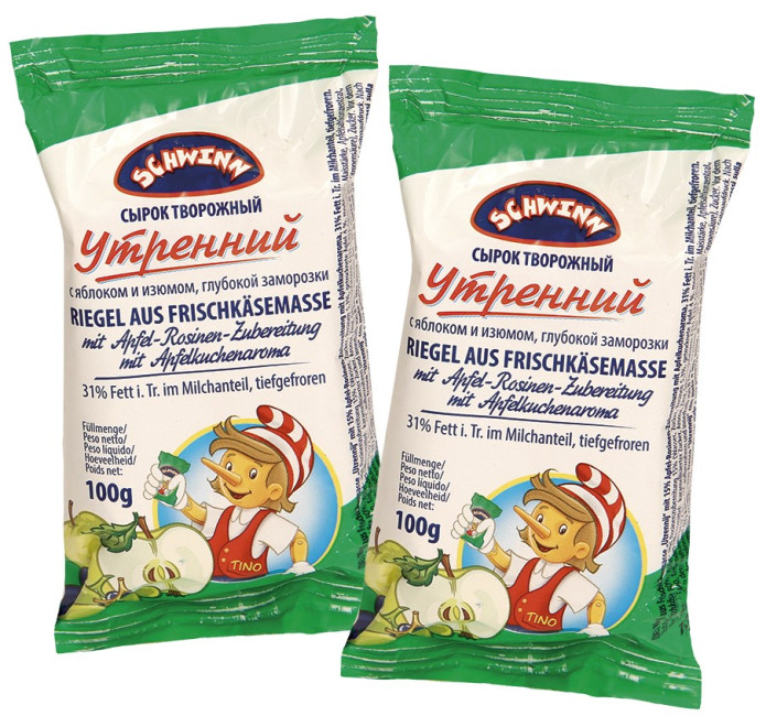 деталь Творог сладкий с яблоком и изюмом 100г Утро