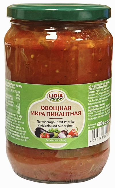 деталь Икра овощная острая 680г Lidia 