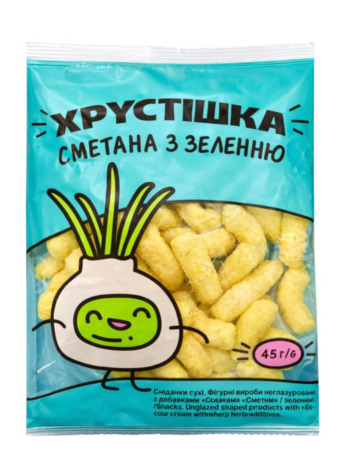 деталь Кукурузные палочки со вкусом «Сметана с зеленью» 45 г Хрустішка