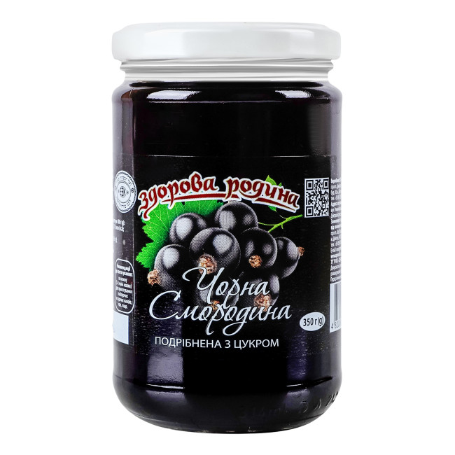 деталь Дроблёная чёрная смородина с сахаром 350г Здорова родина