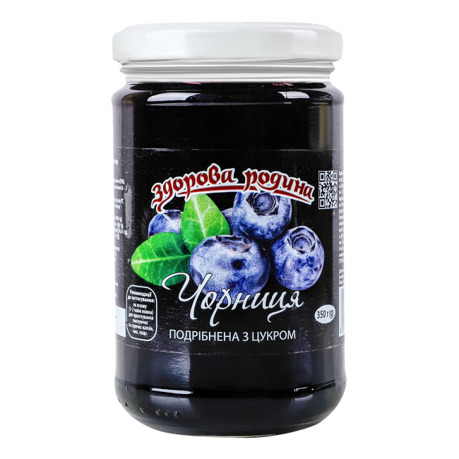 деталь Измельчённая черника с сахаром 350г Здорова родина