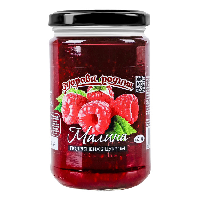 деталь Дроблёная малина с сахаром 350г Здорова родина