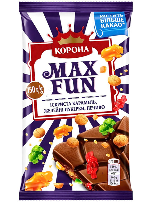 деталь Молочный шоколад MAXFUN с мармеладом 150 г KORONA