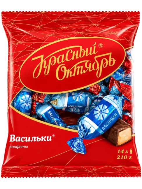 деталь Конфеты в шоколадной глазури Васильки 210г Красный Октябрь