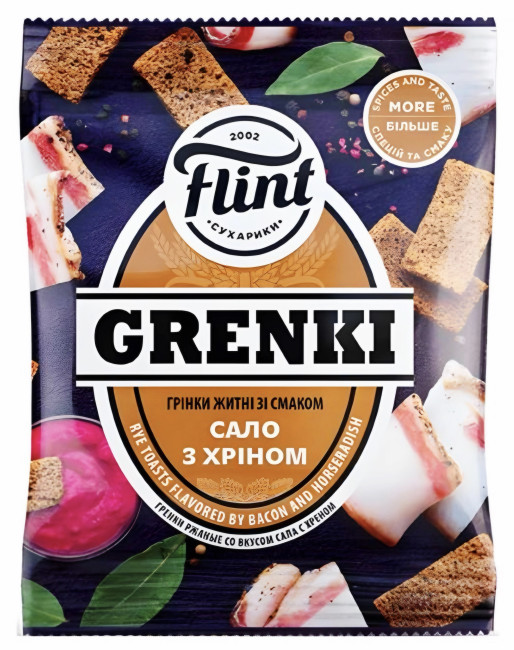 деталь Сухарики Сало с хреном 70г Flint
