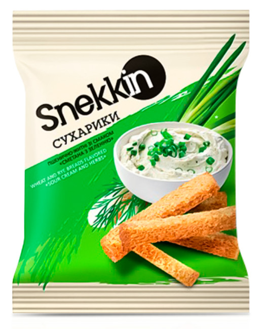 деталь Сухарики Сметана с зеленью 70г Snekkin