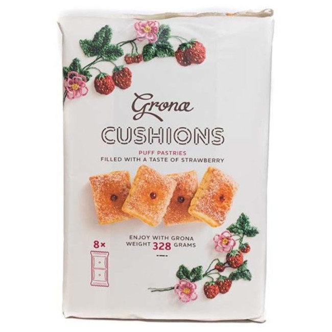 деталь Печенье сдобное слоеное Подушечки с начинкой клубника 328г Grona