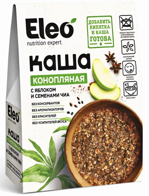 деталь Каша конопляная с яблоком и семенами чиа 200г Eleo