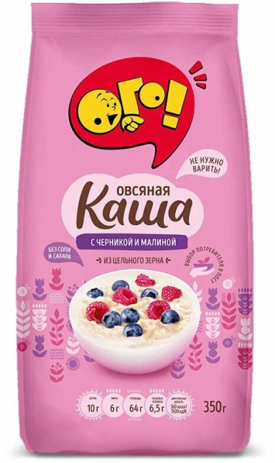деталь Каша овсяная с черникой и малиной 350г ОГО!