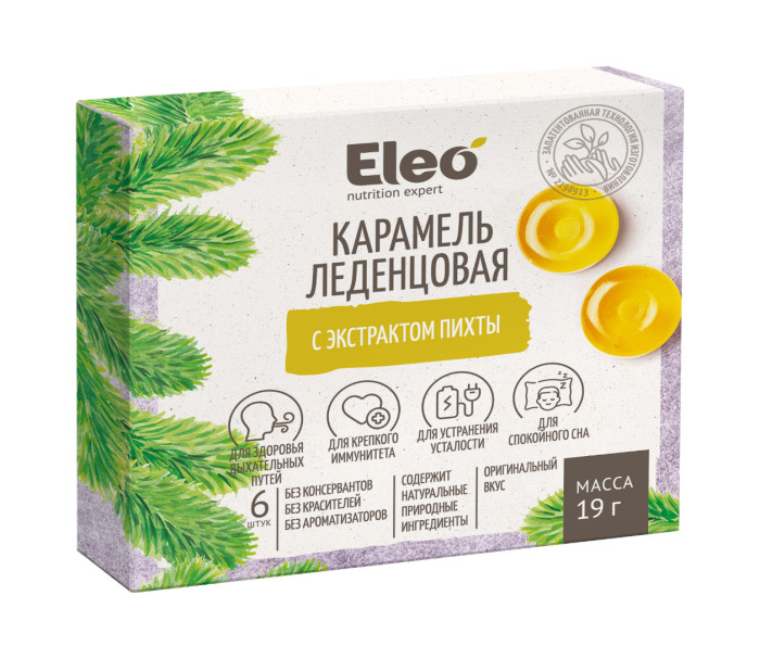 деталь Карамель леденцовая с экстрактом ели 19 г Eleo
