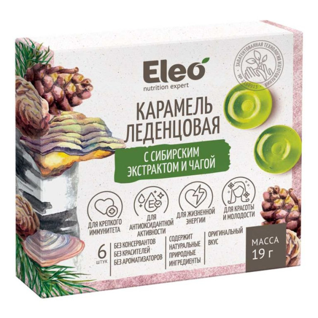 деталь Карамель леденцовая с экстрактом чаги и сибирским 19г Eleo