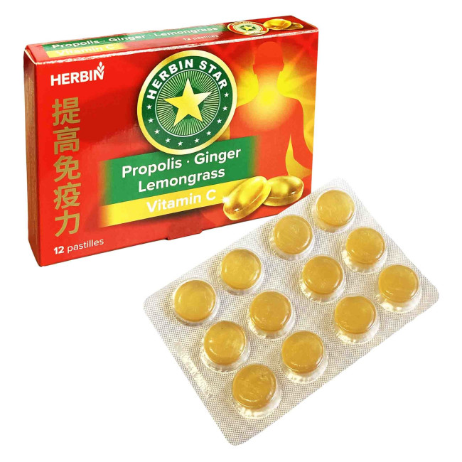 деталь Леденцы от боли в горле с прополисом и женьшенем 12 таб Herbin Stars