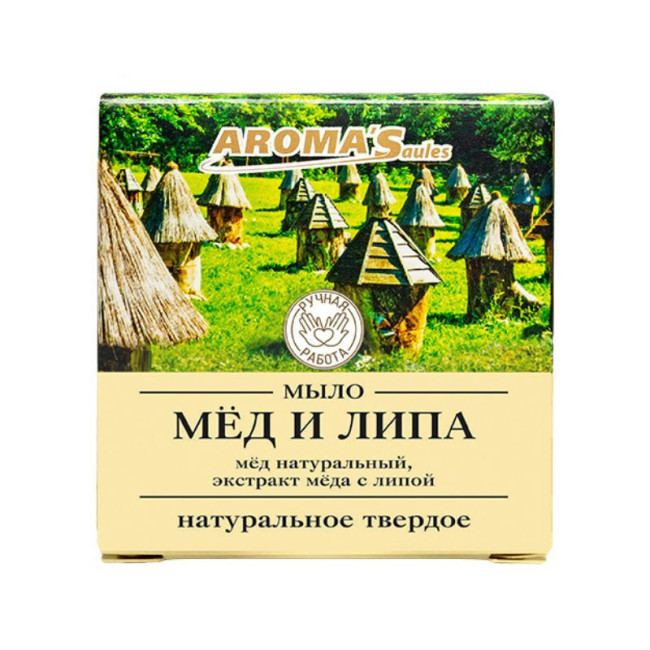 деталь Натуральное твердое мыло Мёд с липой 80 г Aroma Saules