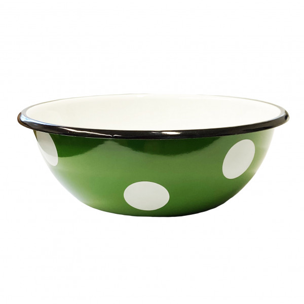 деталь Эмалированная миска 1,5Л Зеленая в горошек