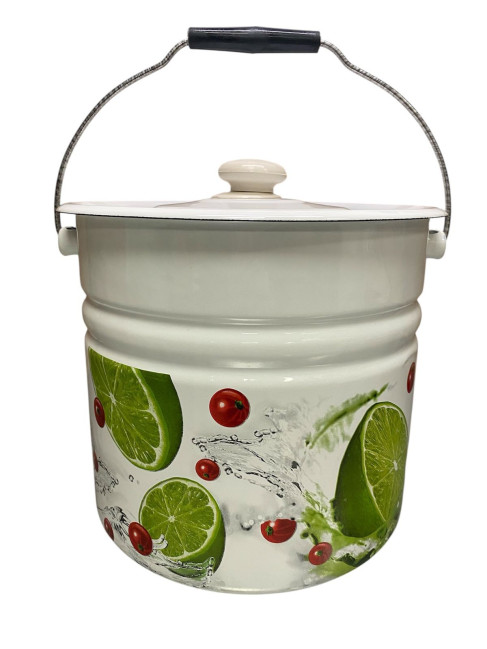 деталь Эмалированное ведро с крышкой 12 л Лайм