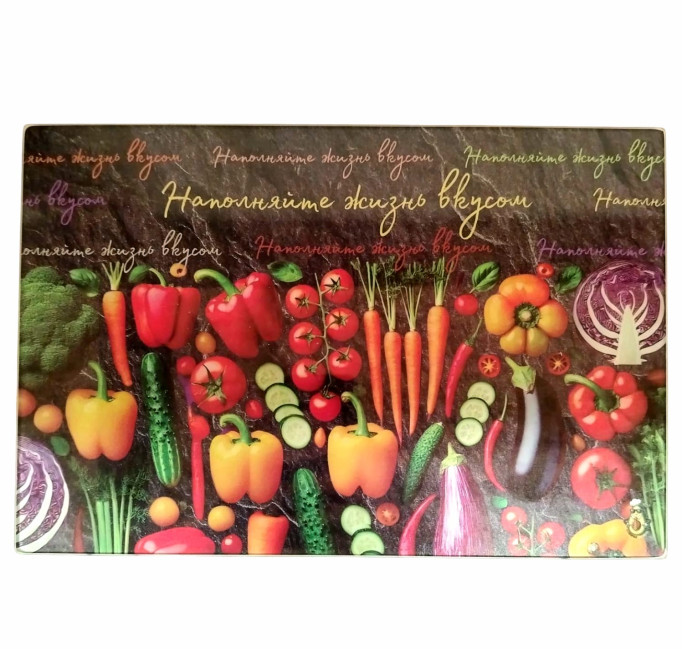 деталь Стеклянная кухонная доска 30x20см Наполняйте жизнь вкусом