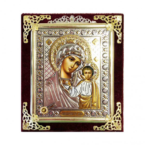 деталь Икона в бархате  10х12см Казанская