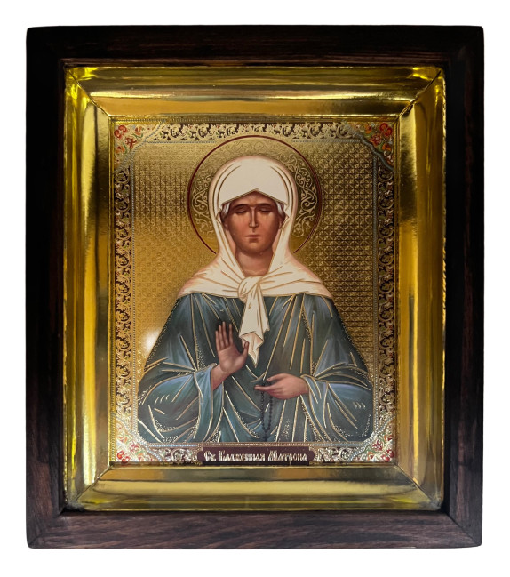 деталь Ikona dřevěná se sklem 10x12cm Matrona
