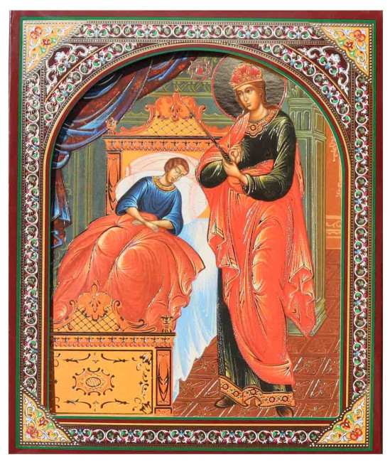 деталь Деревянная икона Целительница 15х18см в коробке