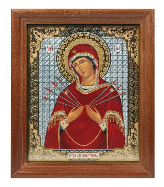 деталь Икона Семистрельная 11х13см деревянная со стеклом