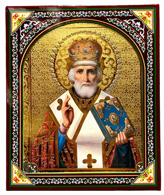 деталь Икона деревянная Николай 15x18 см в киоте (золотой фон) 