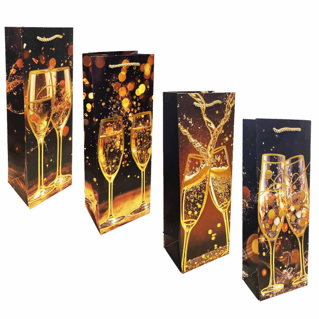 деталь Подарочный пакет для бутылки «Бокалы с шампанским» 35×12см