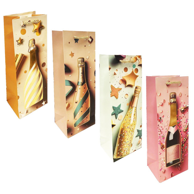 деталь Подарочный пакет для бутылки «Шампанское и звёздочки» 36×13см