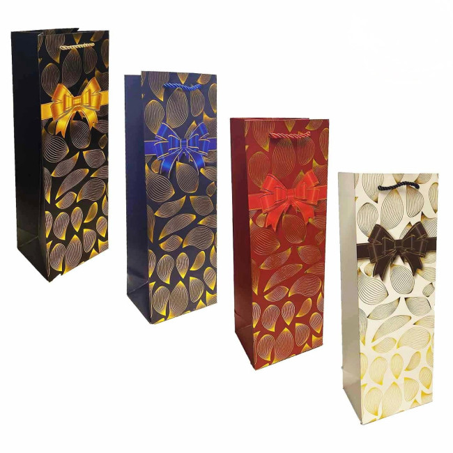 деталь Подарочный пакет для бутылки «С бантиками» 35×12см