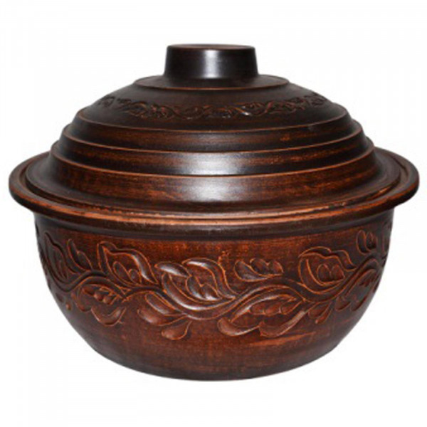 деталь Керамический горшок красная глина 4Л орнамент