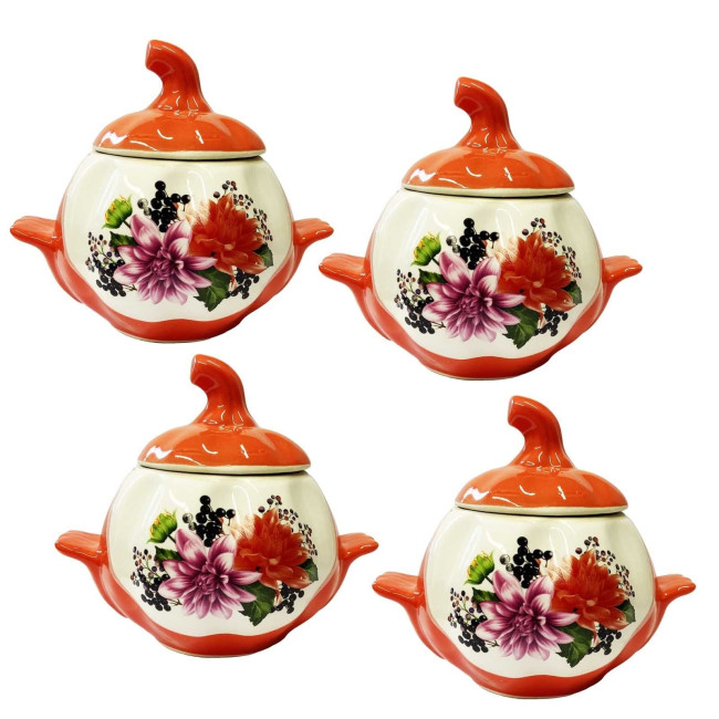 деталь Керамический горшок Синие и розовые цветы 0,75л