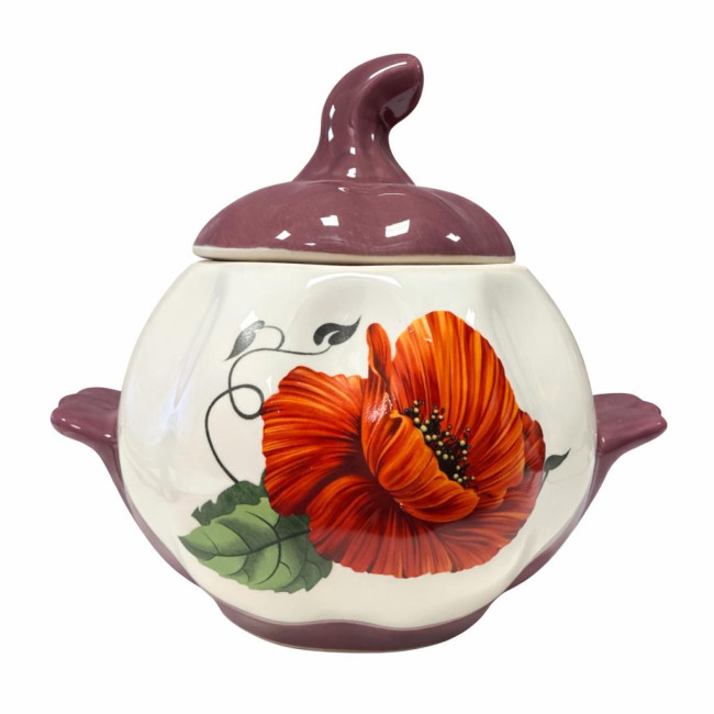 деталь Керамический горшок Красные цветы 0,75 л