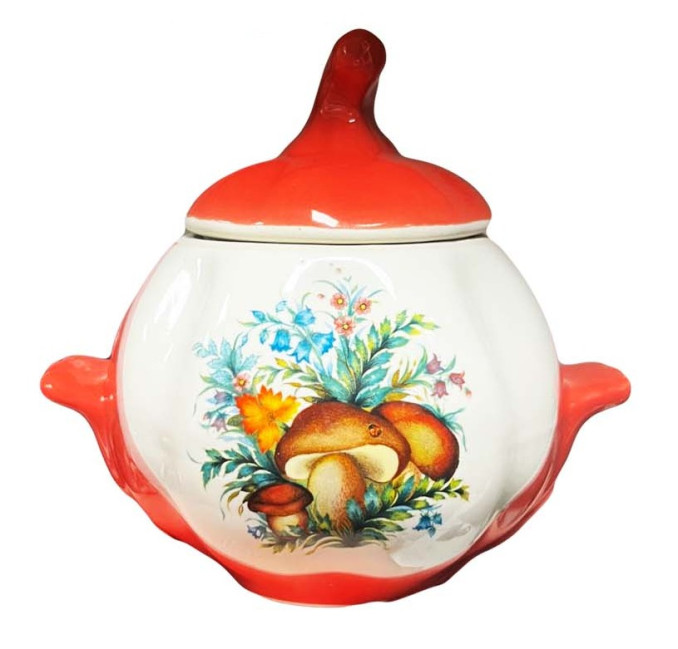 деталь Керамический горшок «Грибы белые» 0,75 л