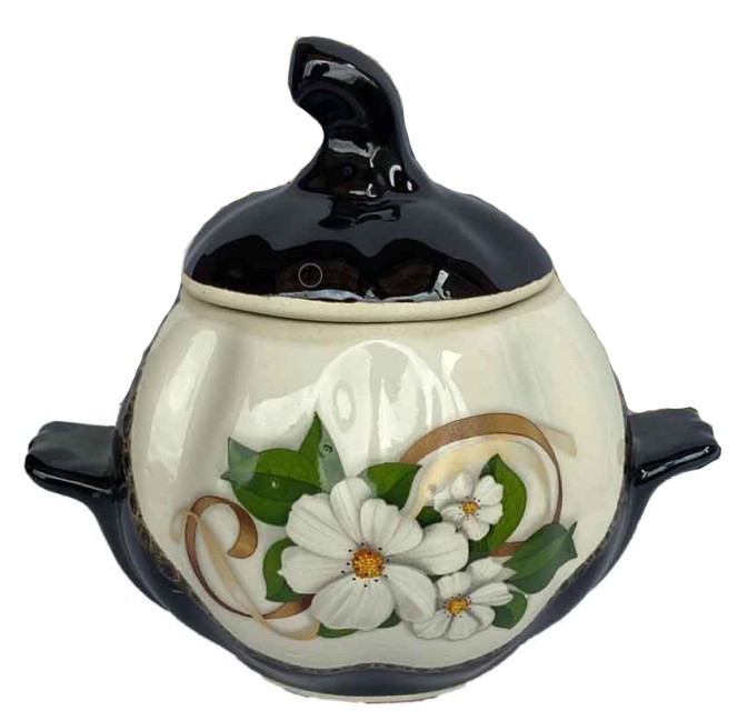 деталь Керамический горшок Белые цветы 0,75л