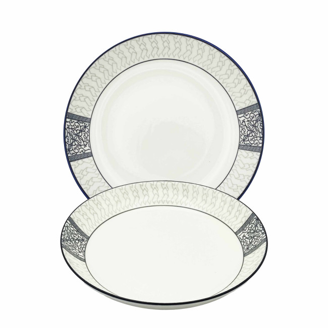 деталь Фарфоровая тарелка «Чёрный узор», 20,4×4 см 630 мл