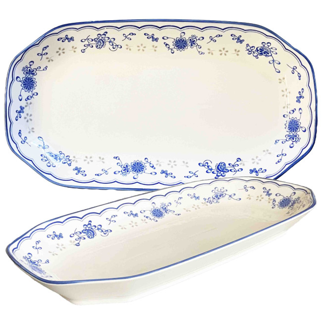деталь Фарфоровое прямоугольное блюдо «Цветочный узор» 36×20 см 890 мл