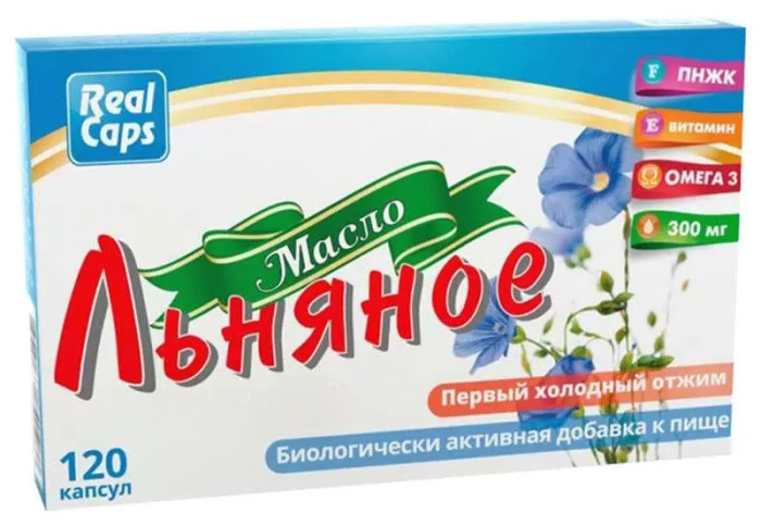 деталь Льняное масло 120 капсул по 30г REALCAPS