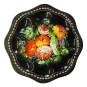 предварительный просмотр Стеклянная тарелка на 8 пасхальных яиц Жостово чёрная, диаметр 21 см