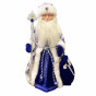 предварительный просмотр Фигурка Деда Мороза в сине-белом с серебром, с отделением для сладостей и подарков, 40 см